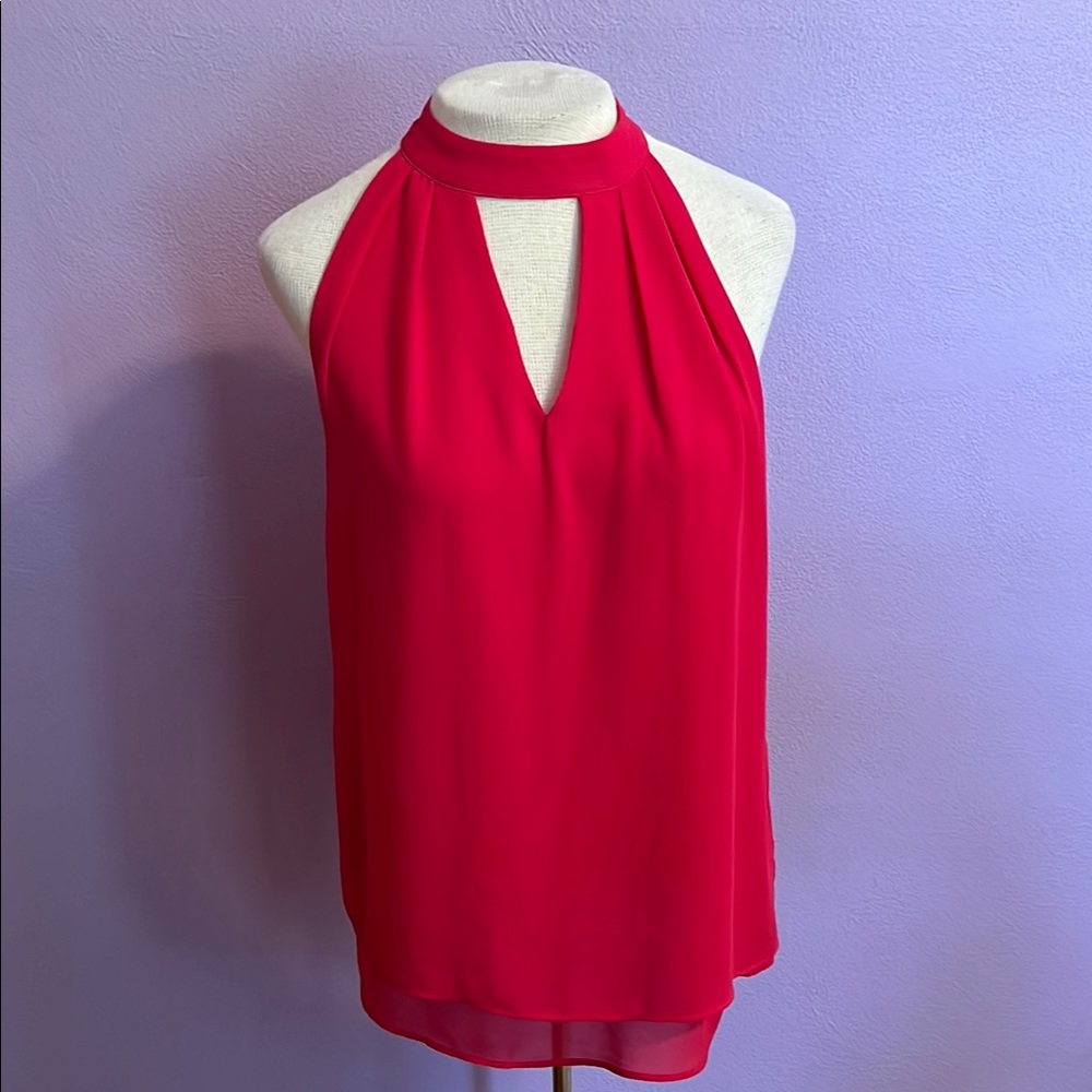 Rose and Olive Fushsia Red Halter Sleeveless Keyhole Blouse Size S